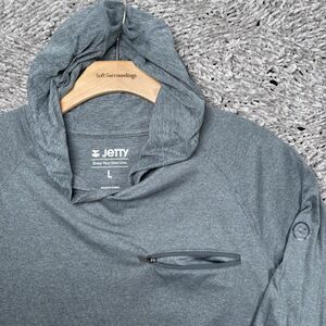 Jetty Lightweight Hoodie Mens Large Blue Activewear Hooded Zip Pocket Fishing